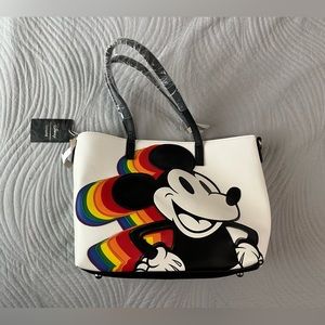DISNEY Loungefly Mickey Mouse Rainbow Pride White Tote Bag Handbag NWT